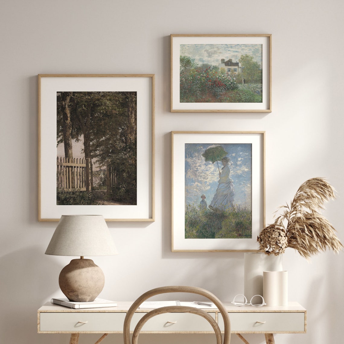 Rustic Garden Gate Picket Fence Tall Trees Vintage Painting Poster - Image 2