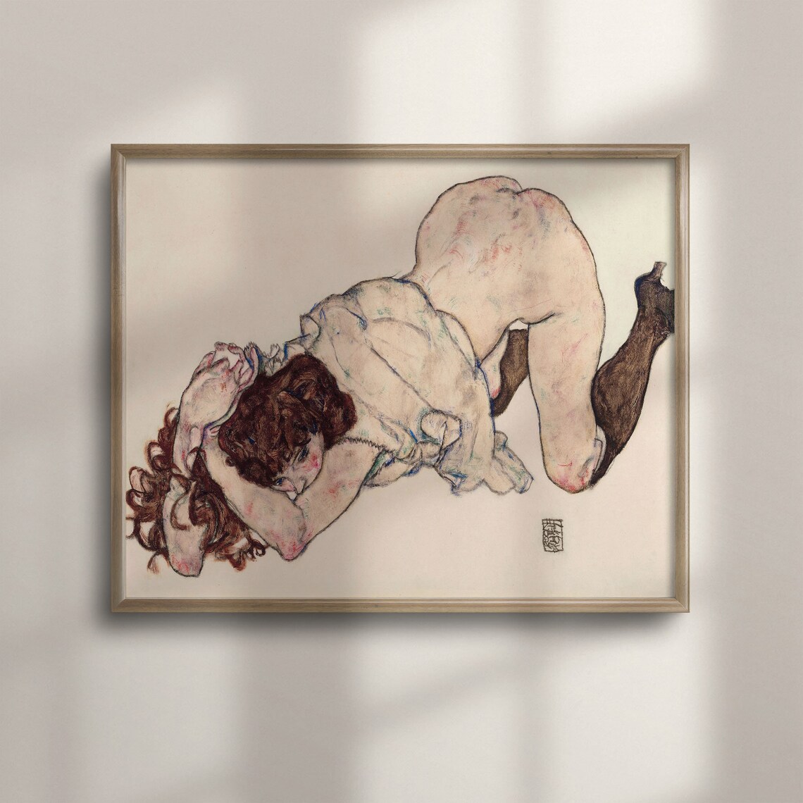Egon Schiele Kneeling Girl Art Print, Expressionist