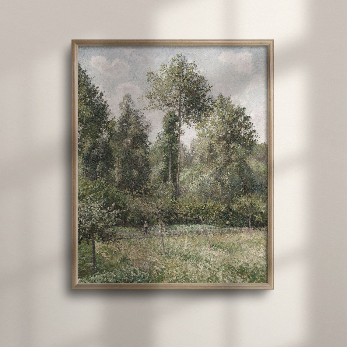 Sunlit Meadow Tall Trees Vintage Impressionist Landscape Poster