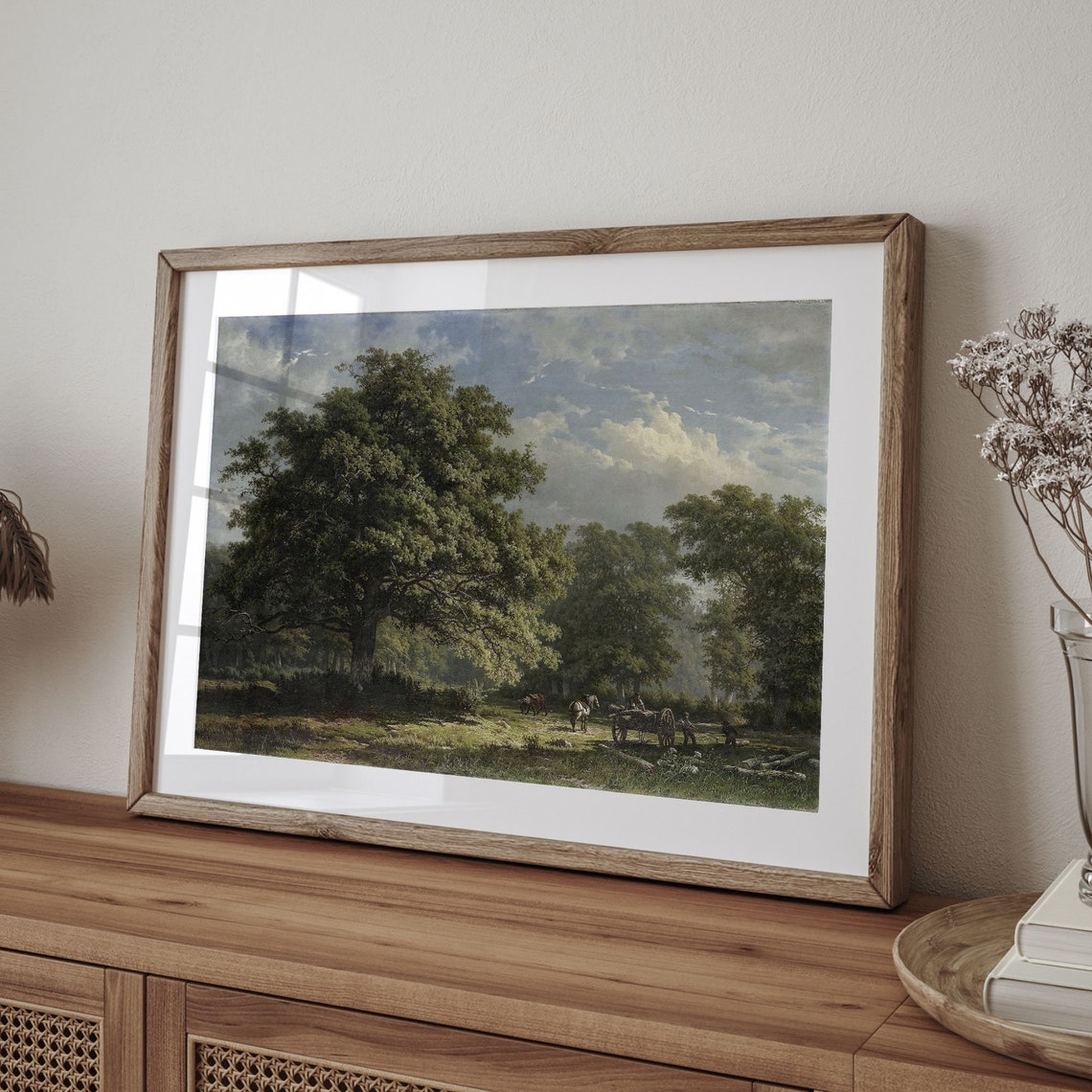 Vintage Landscape Oil Painting Oak Tree Wall Art Country Farmhouse Decor Green Landscape Art Horse Scene Poster C16 488 - Image 4