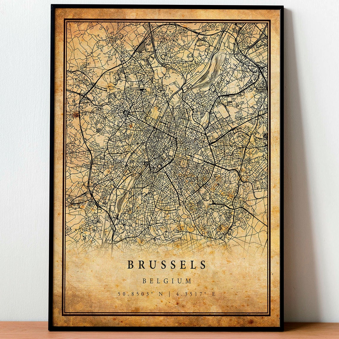 Brussels Belgium Antique Street Map Vintage City Map Travel Poster - Image 4