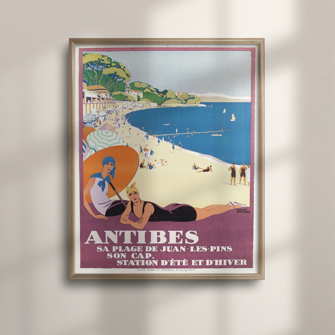 Antibes Juan les Pins Roger Broders Vintage French Travel Poster