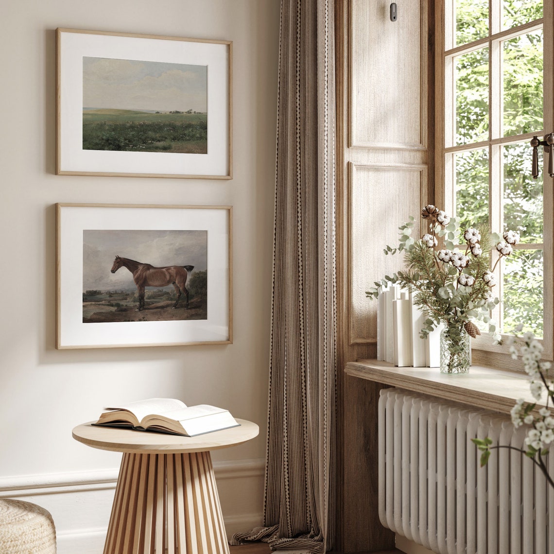 Antique Equestrian Portrait Of A Bay Horse Standing On A Hill Print - Image 3