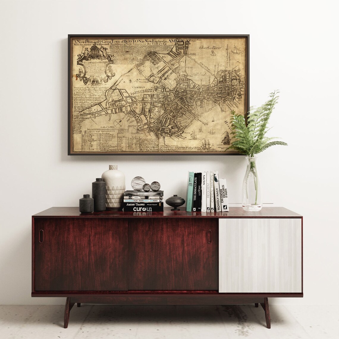 Old Boston Map 1769 Historic Boston Art Print - Image 4