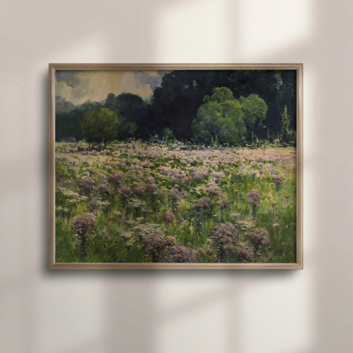 Purple Wildflower Meadow Vintage Impressionist Landscape Poster