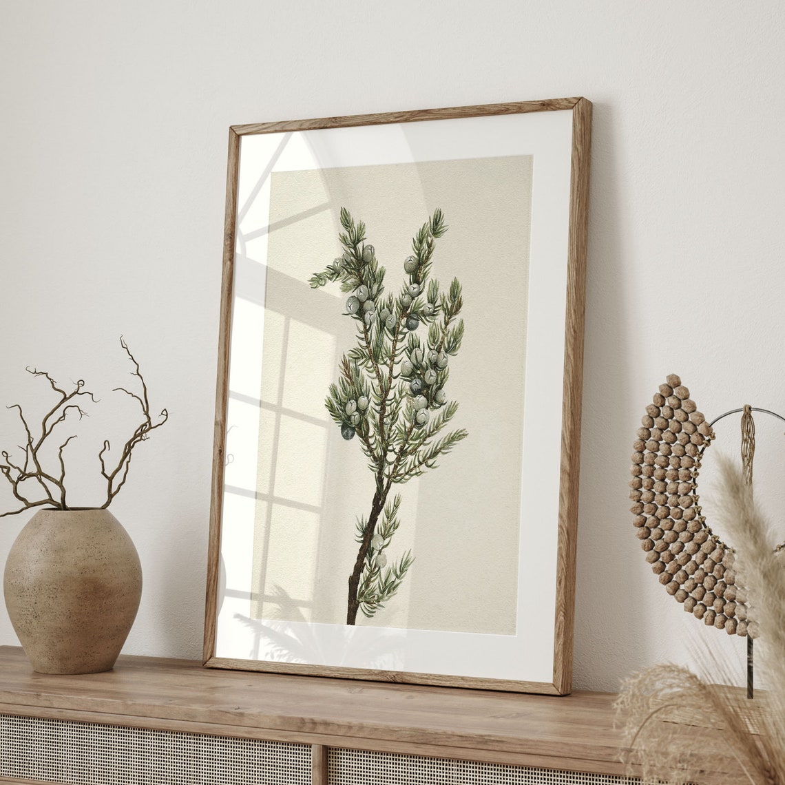Vintage Juniper Branch Botanical Art Rustic Winter Berry Wall Poster - Image 4