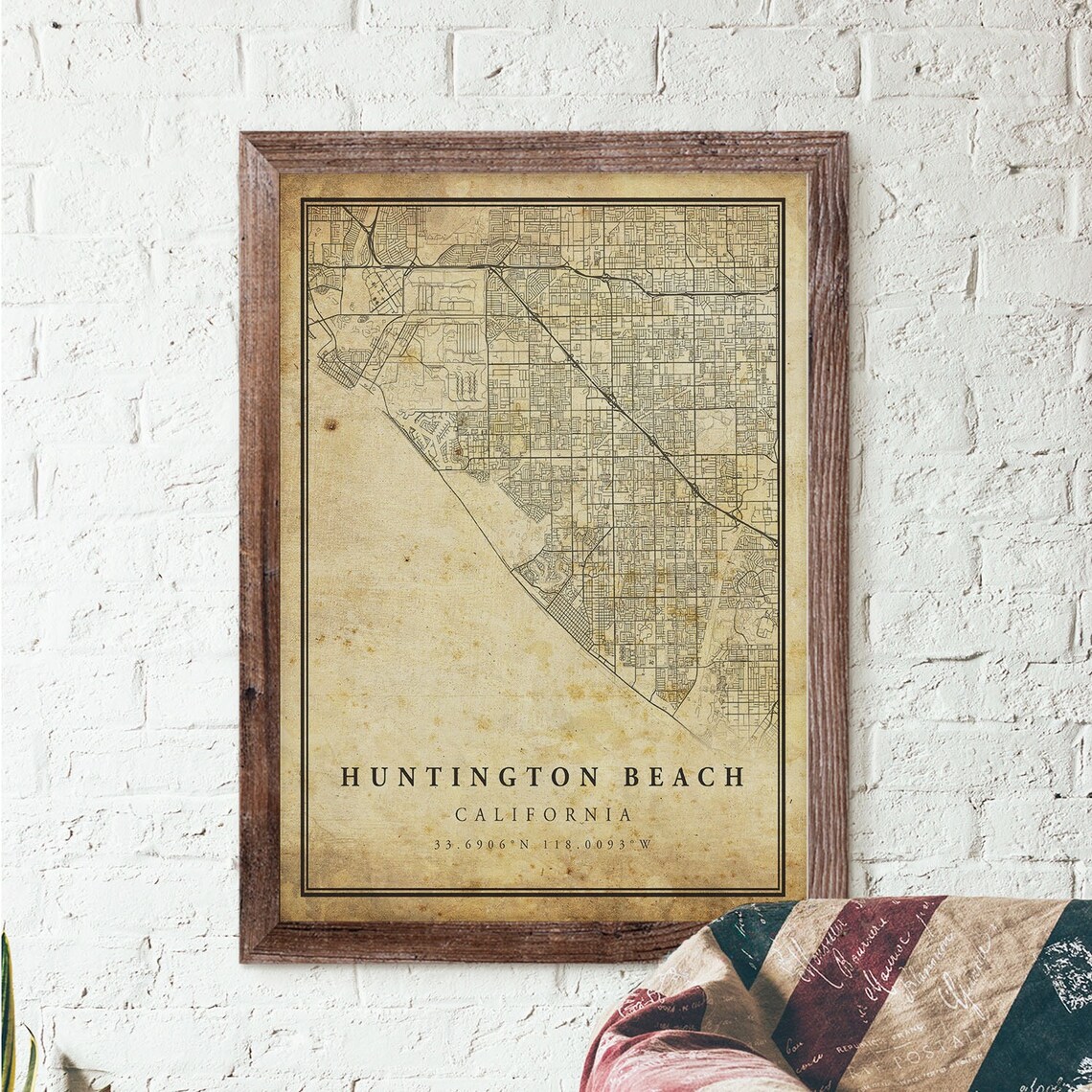 Huntington Beach Vintage Map Poster, Rustic California - Image 3