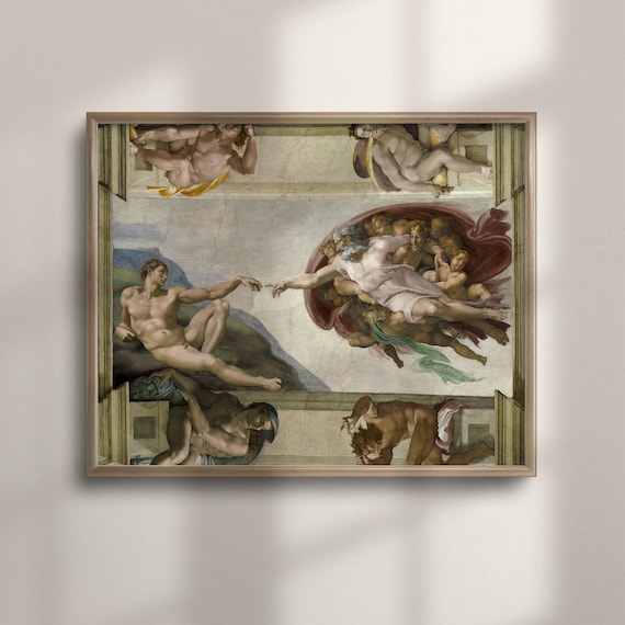 Michelangelo Creation of Adam Sistine Chapel Fresco Art Poster
