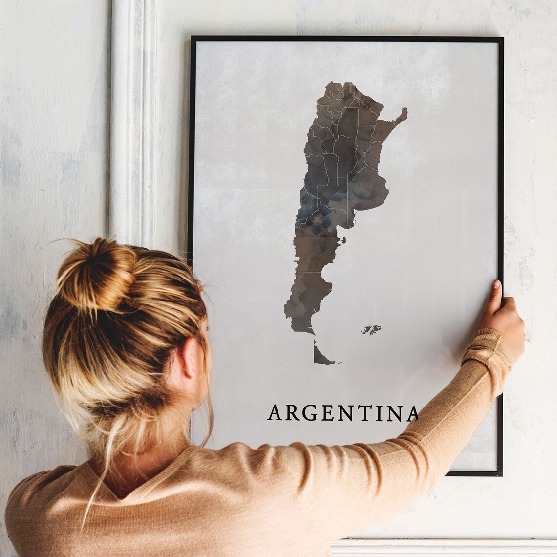 Argentina Watercolor Map Poster Country Silhouette Travel Decor - Image 3