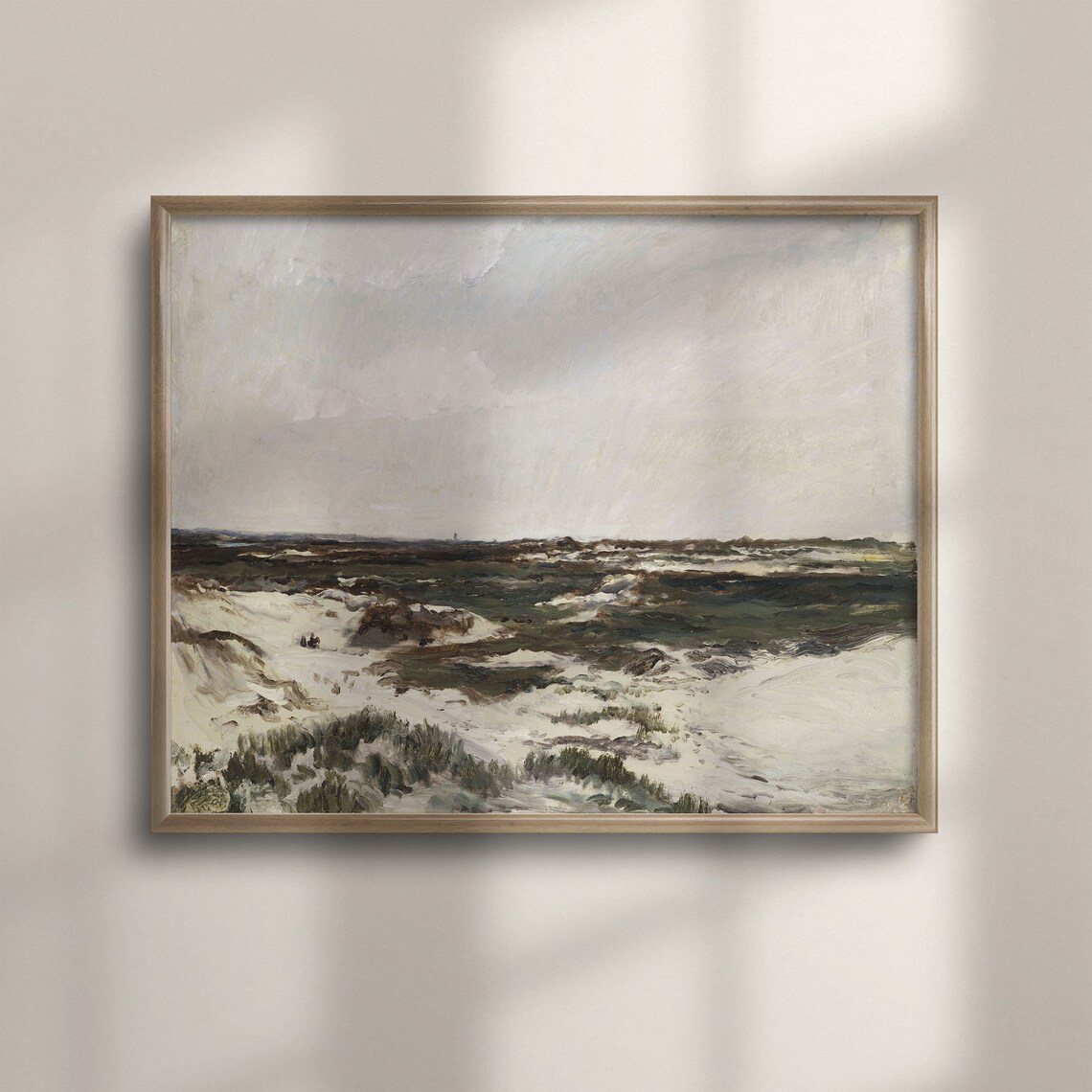 Vintage Beach Sand Dunes Rolling Muted Coastal Landscape Painting Poster