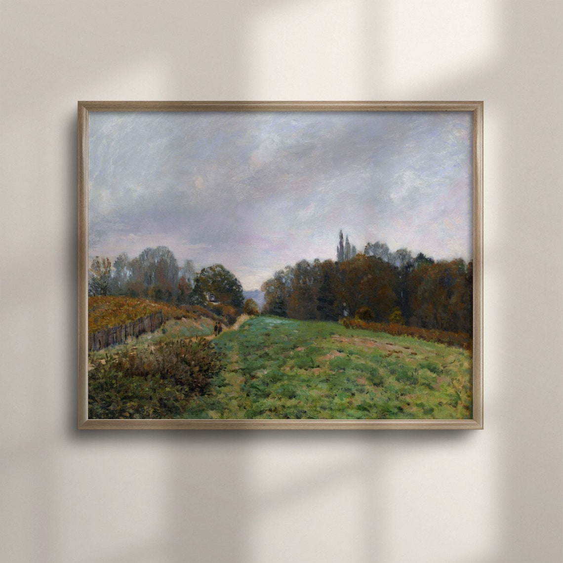 Green Woodland Path in Autumn Vintage Impressionist Landscape Poster
