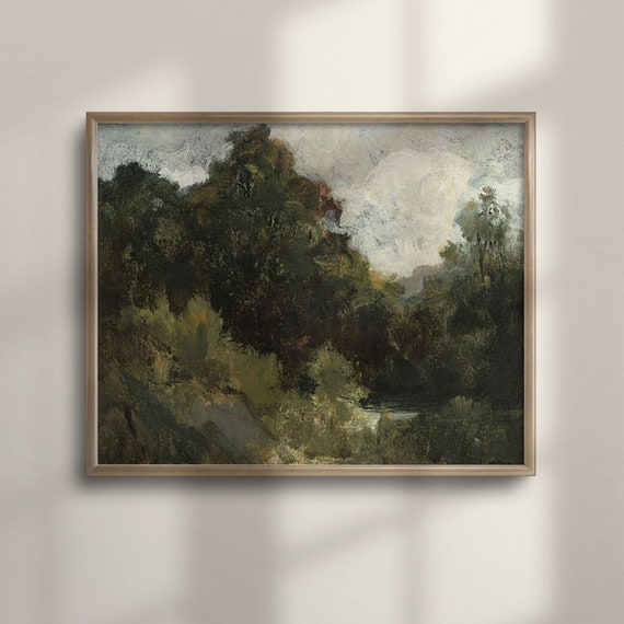 Minimalist Nature Art Rustic Wall Decor Overgrown Forest Vintage Style Fall Landscape Mailed Art Prints C16 524