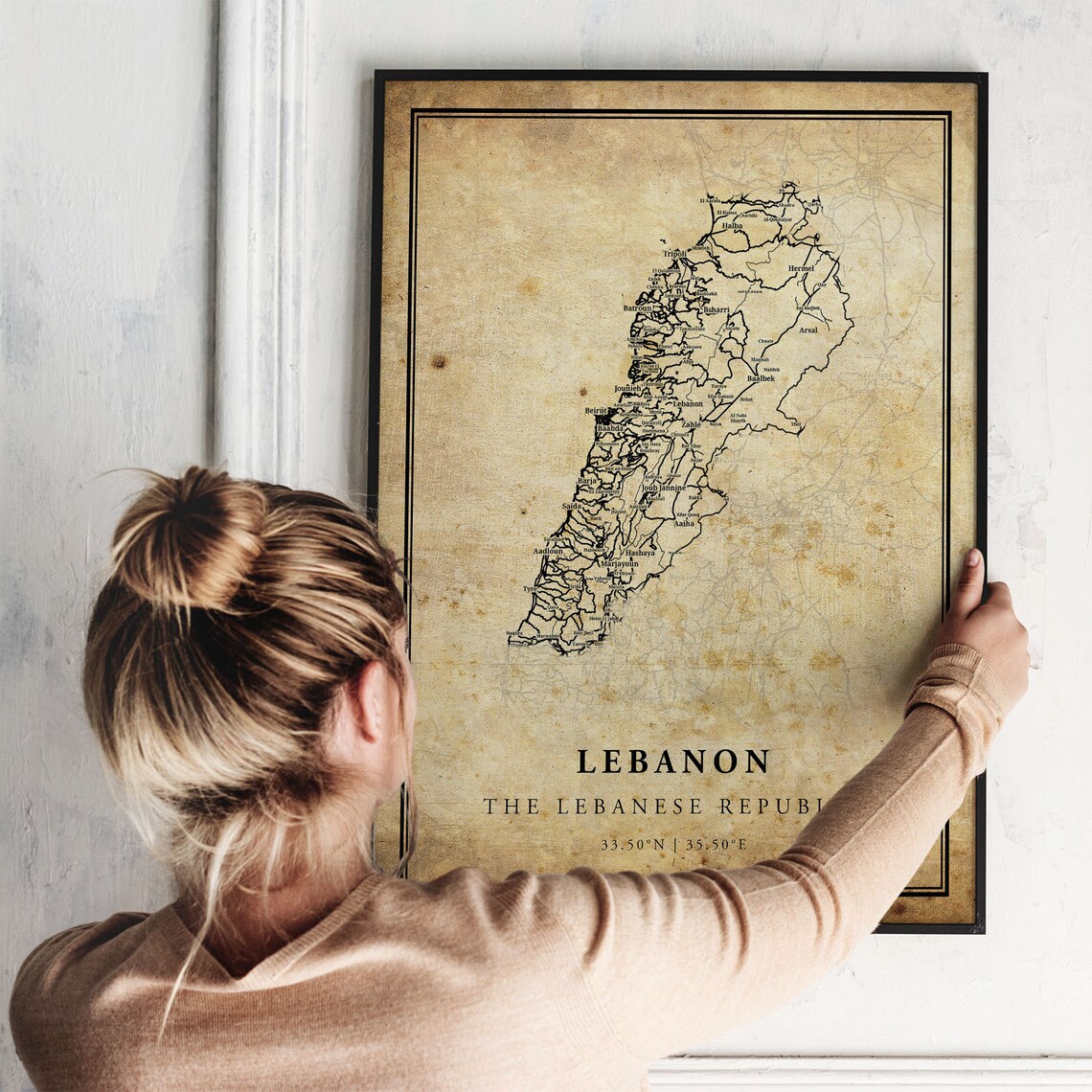 Lebanon Vintage Map Poster Print, Country Map - Image 2