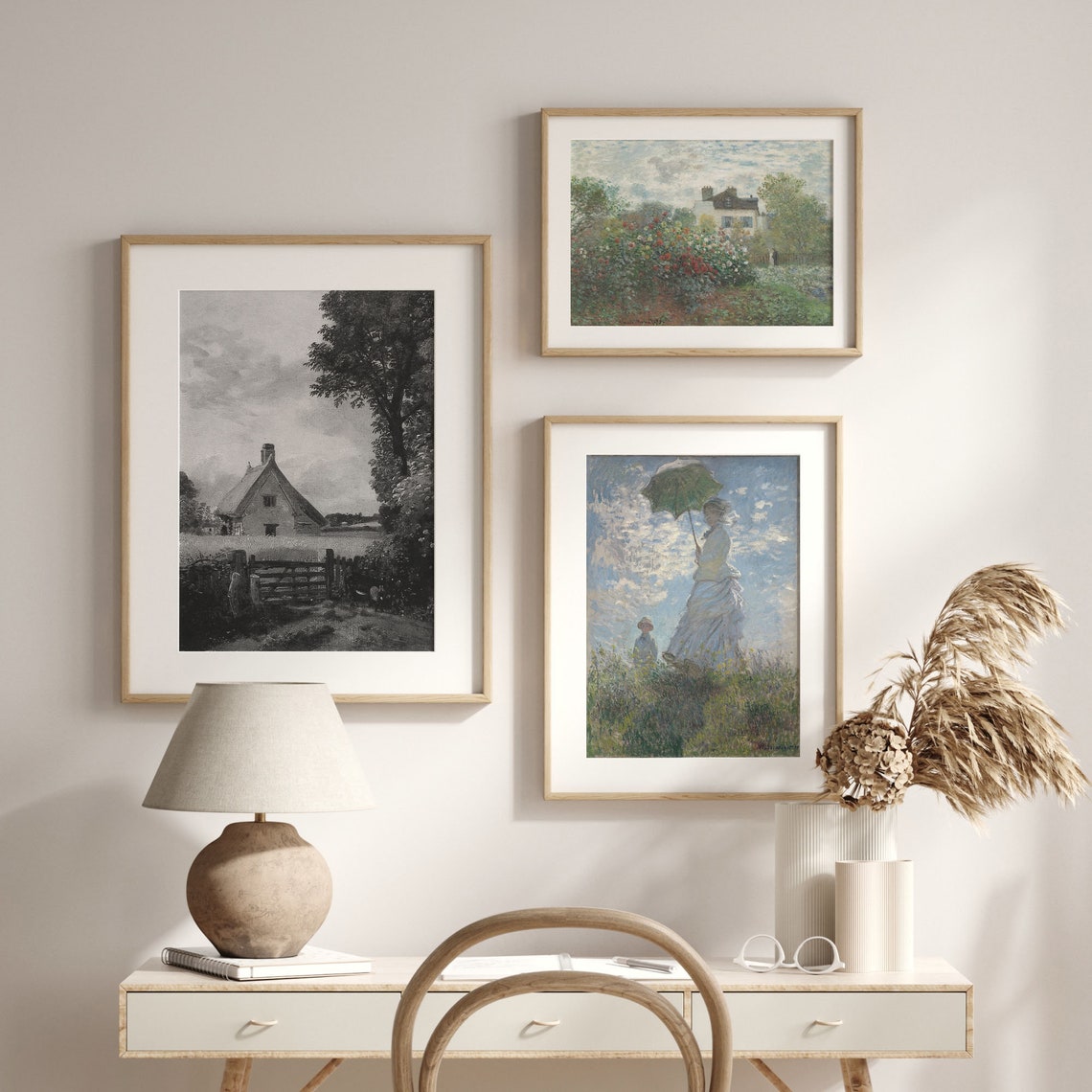 Vintage Thatched Cottage Sketch Monochrome Farmhouse Drawing Poster - Image 2