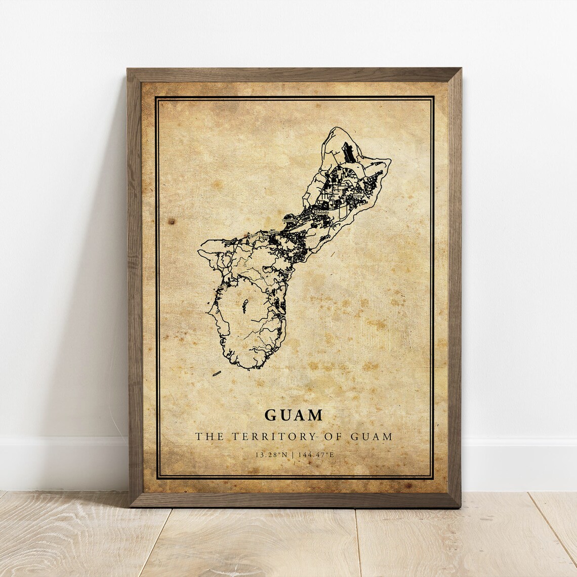 Guam Vintage Map Poster Print, Country Decor