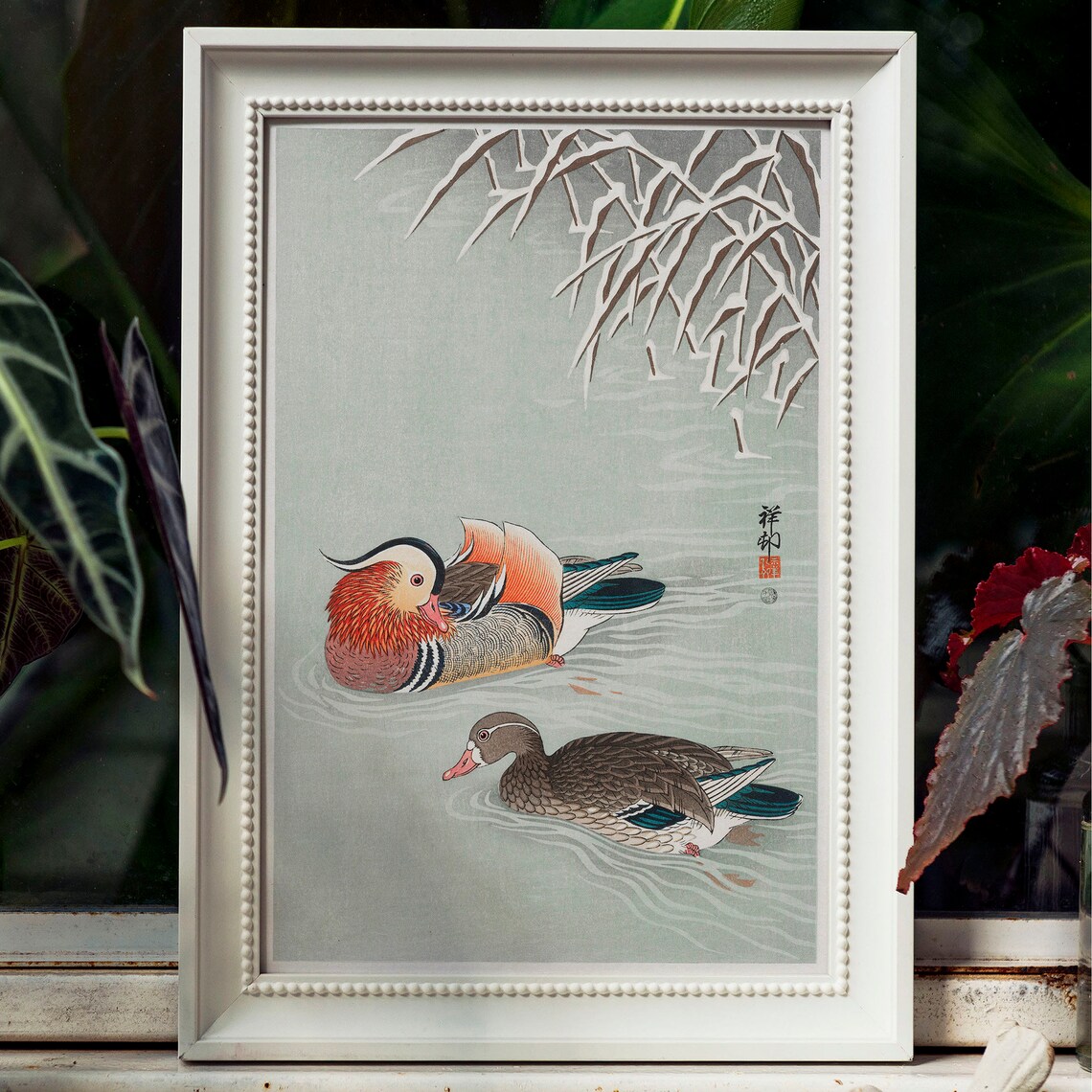 Mandarin Ducks Vintage Drawing Art Print - Image 4