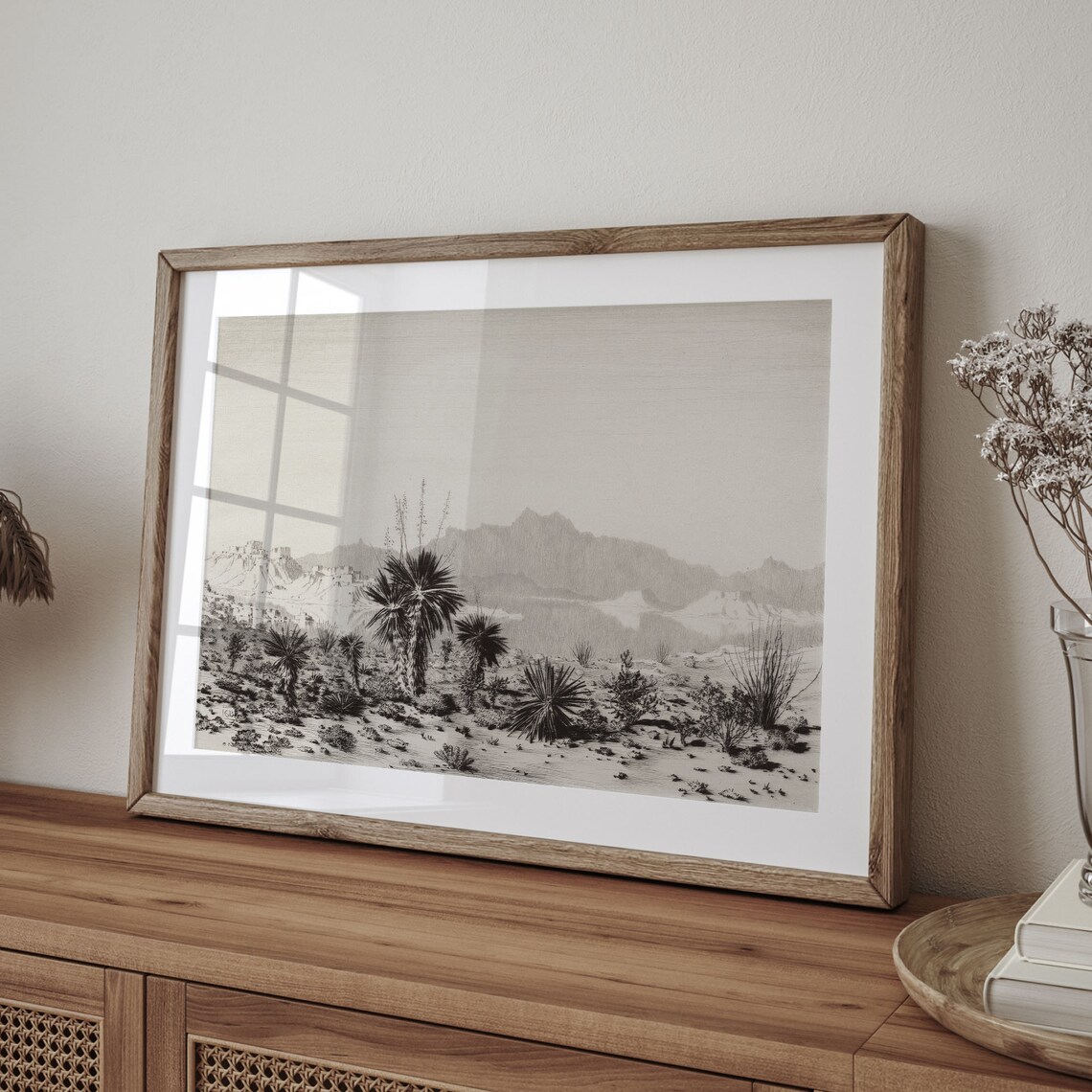 Vintage Yucca Cactus Desert Landscape Art Print - Image 4