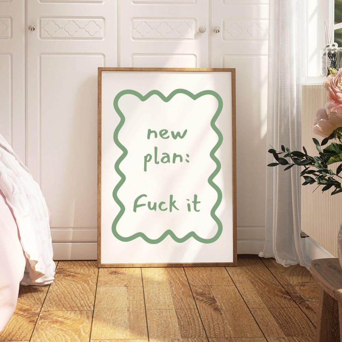New Plan Fuck It Funny Sarcastic Quote Wall Decor Sign Poster - Image 3