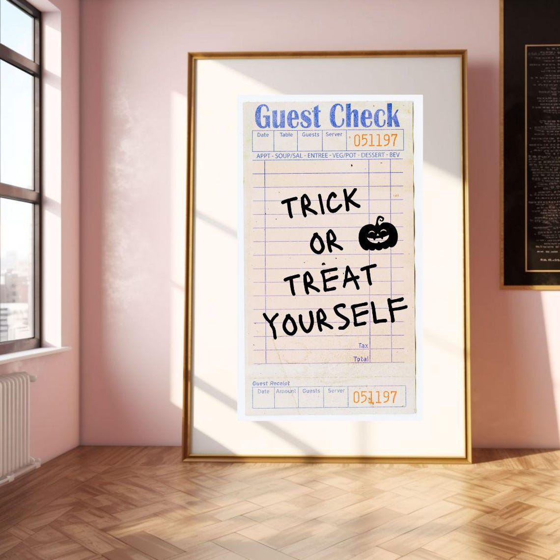 Trick or Treat Yourself Halloween Guest Check Retro Diner Poster - Image 2