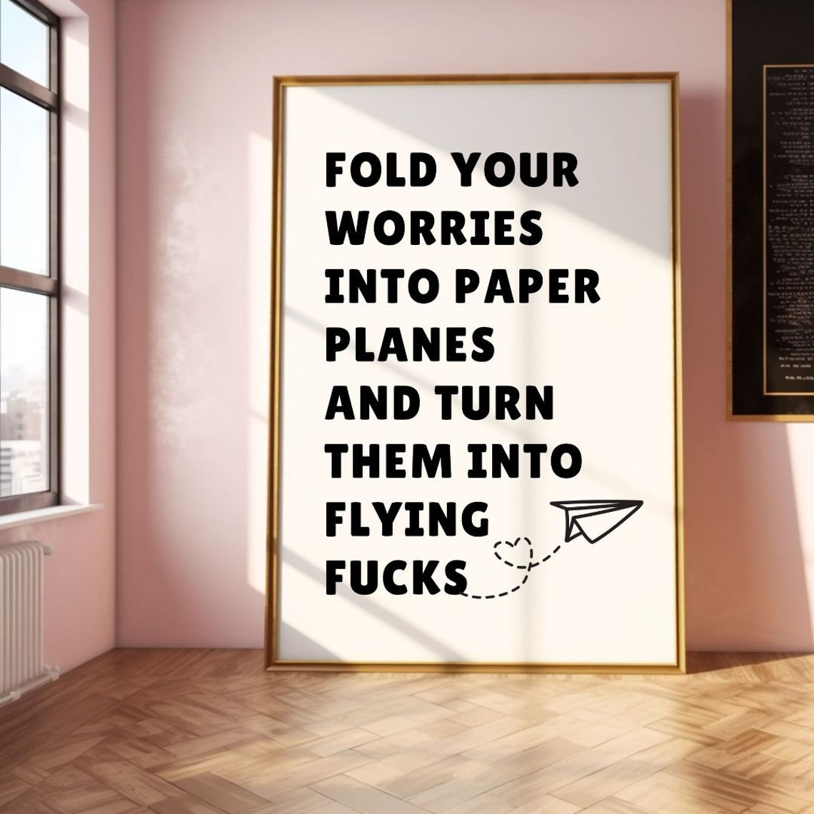 Fold Your Worries Paper Planes Flying Fucks Explicit Quote Poster - Image 2
