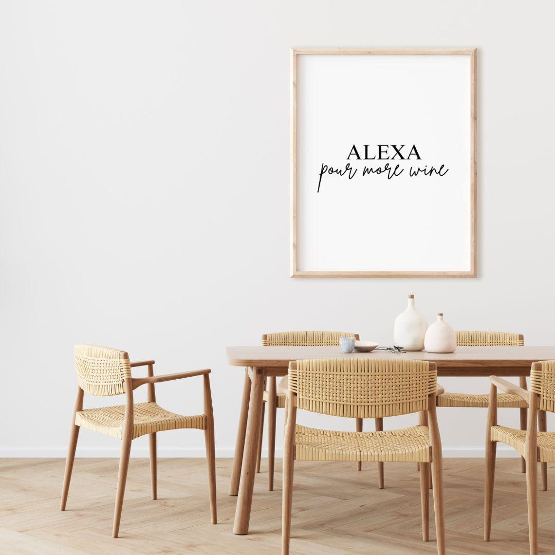 Alexa Pour More Wine Funny Kitchen Bar Script Typographic Poster - Image 3