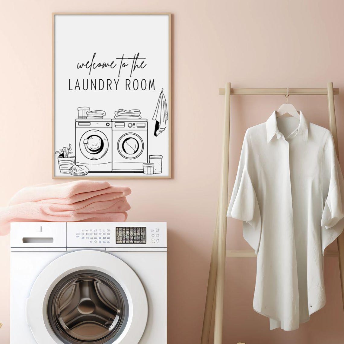 Welcome To The Laundry Room Black And White Laundry Art Poster - Image 3