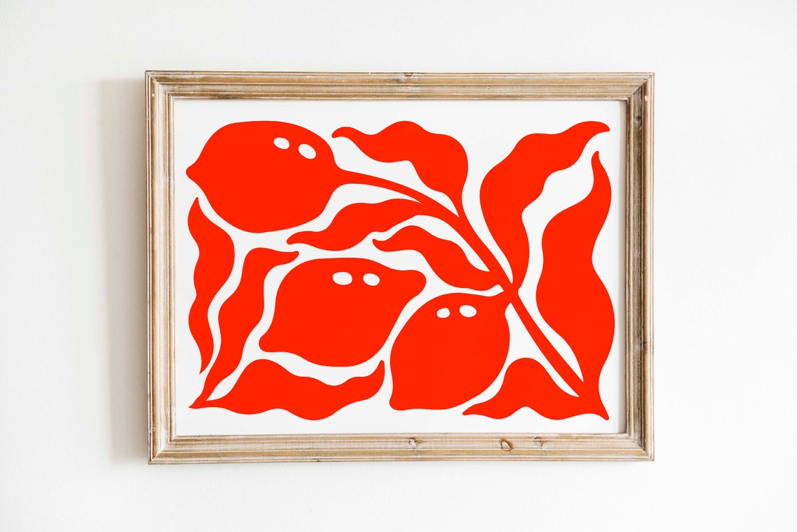 Red Botanical Fruit Branch Bold Illustration Poster Wall Decor Art - Image 3