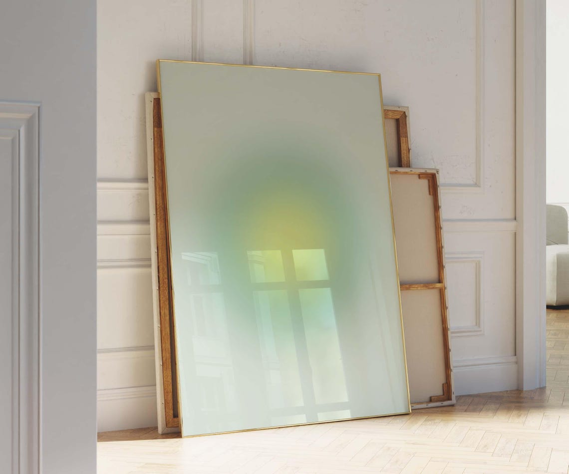 Teal Yellow Poster Teal Aura Wall Art Light Blue Gradient Aura Prints Aura Soft Gradient Soft Girl Aesthetic Pastel Art