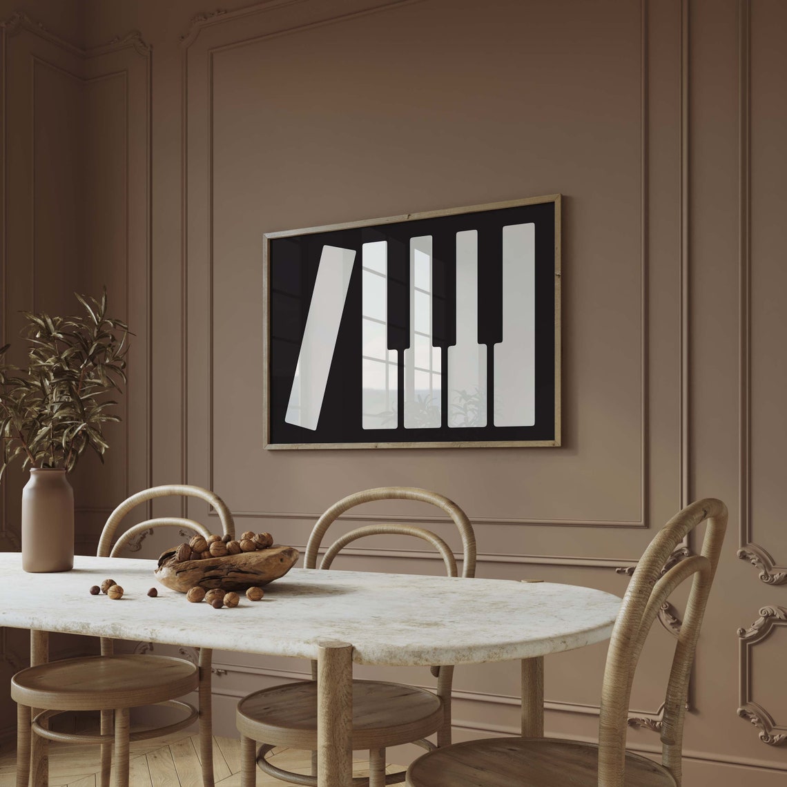 Piano Keys Abstract Black And White Modern Music Room Poster - Image 2