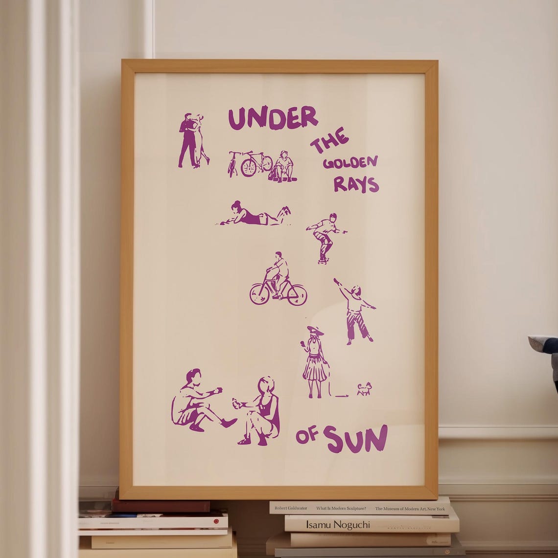Under the Golden Rays of Sun Purple Summer Doodle Art Poster