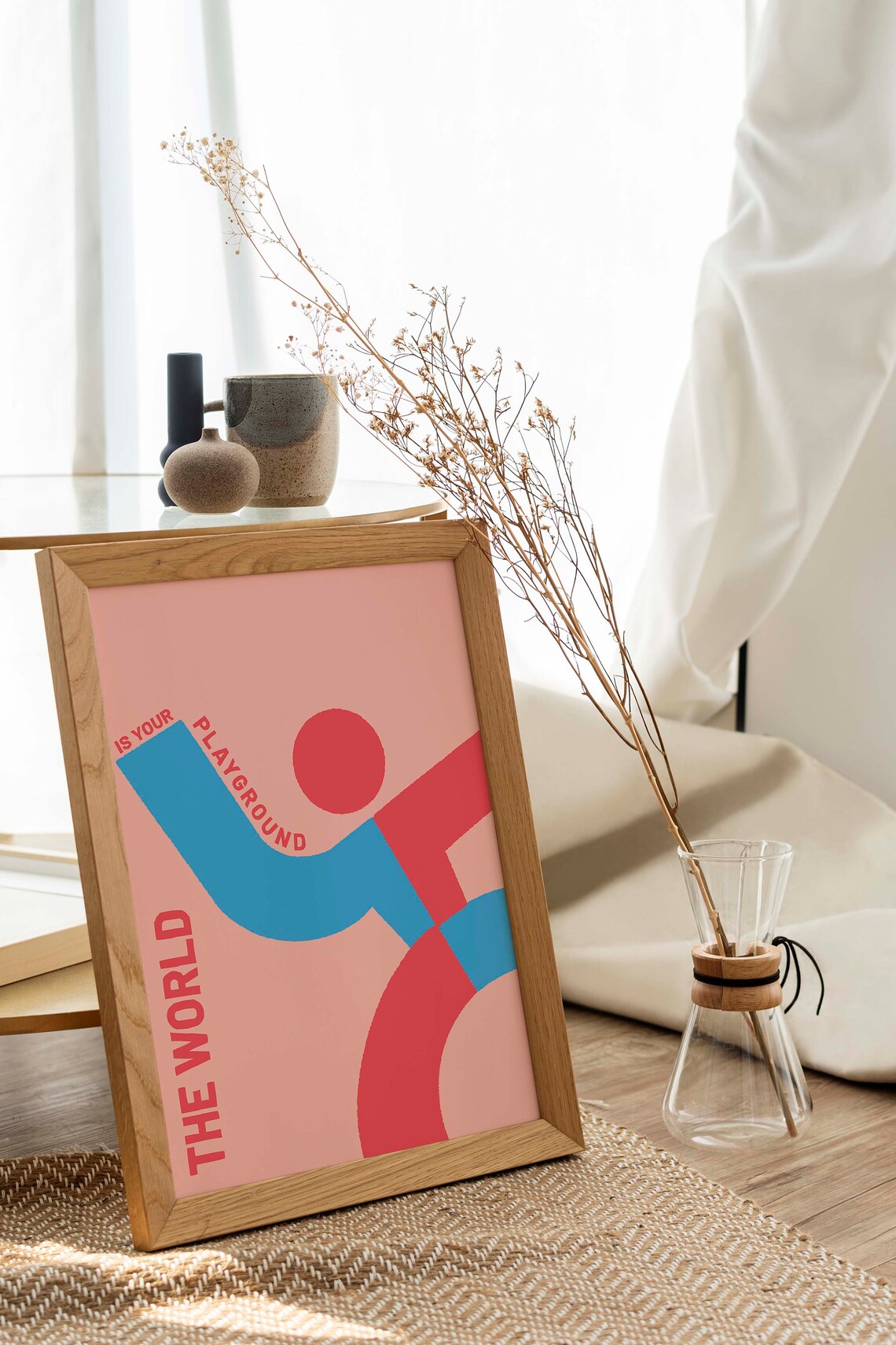 The World Is Your Playground Pink Blue Abstract Poster Wall Decor - Image 3