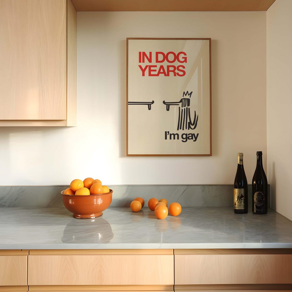 Playful In Dog Years I'm Gay Funny Red Dog Sketch Quote Art Poster - Image 3