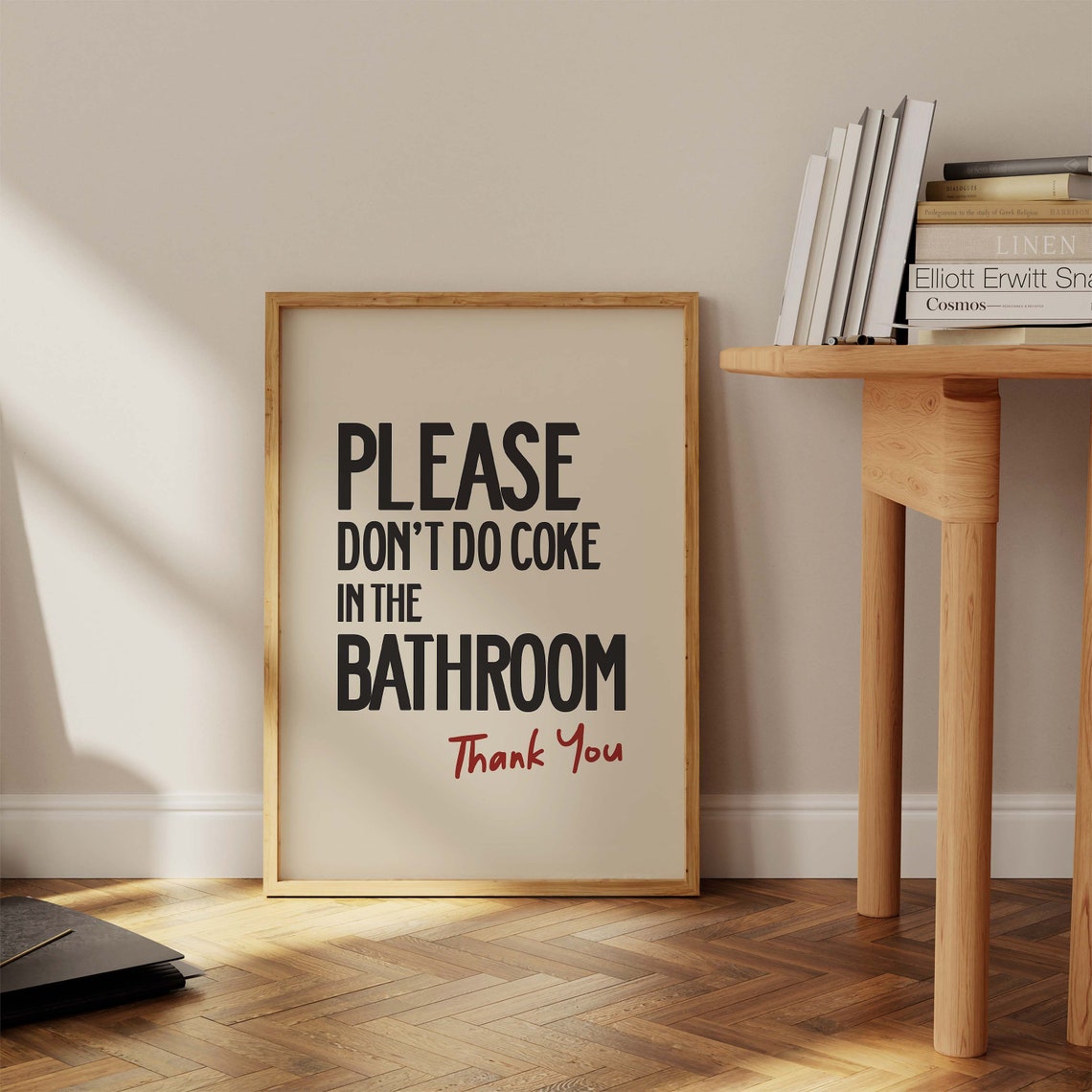 Please Dont Do Coke In The Bathroom Funny Typography Wall Poster - Image 2