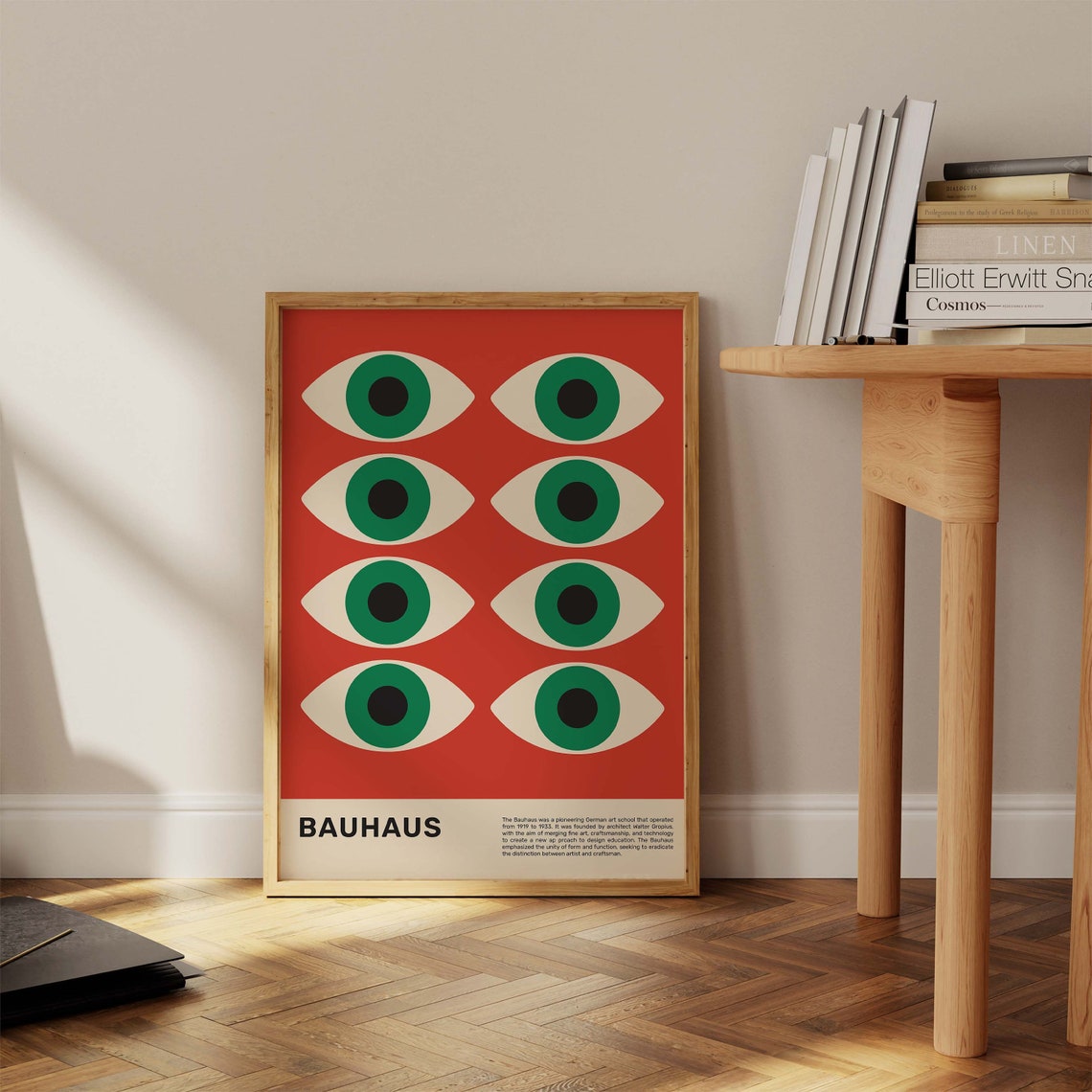Bauhaus Eye Pattern Geometric Red Vintage Exhibition Art Poster - Image 3