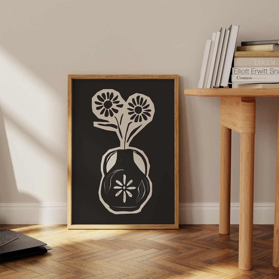 Moody Botanical Art Print Organic Shapes Large Abstract Print Abstract Botanical Neutral Botanical Black Wall Art - Image 3