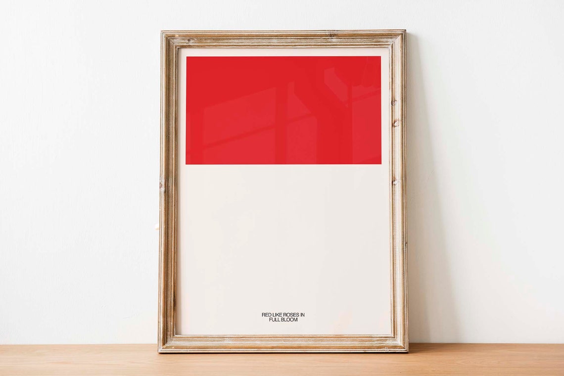 Red Like Roses In Full Bloom Minimalist Color Block Art Print - Image 3