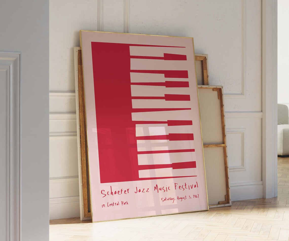 Schaefer Jazz Music Festival 1967 Central Park Piano Keys Concert Poster