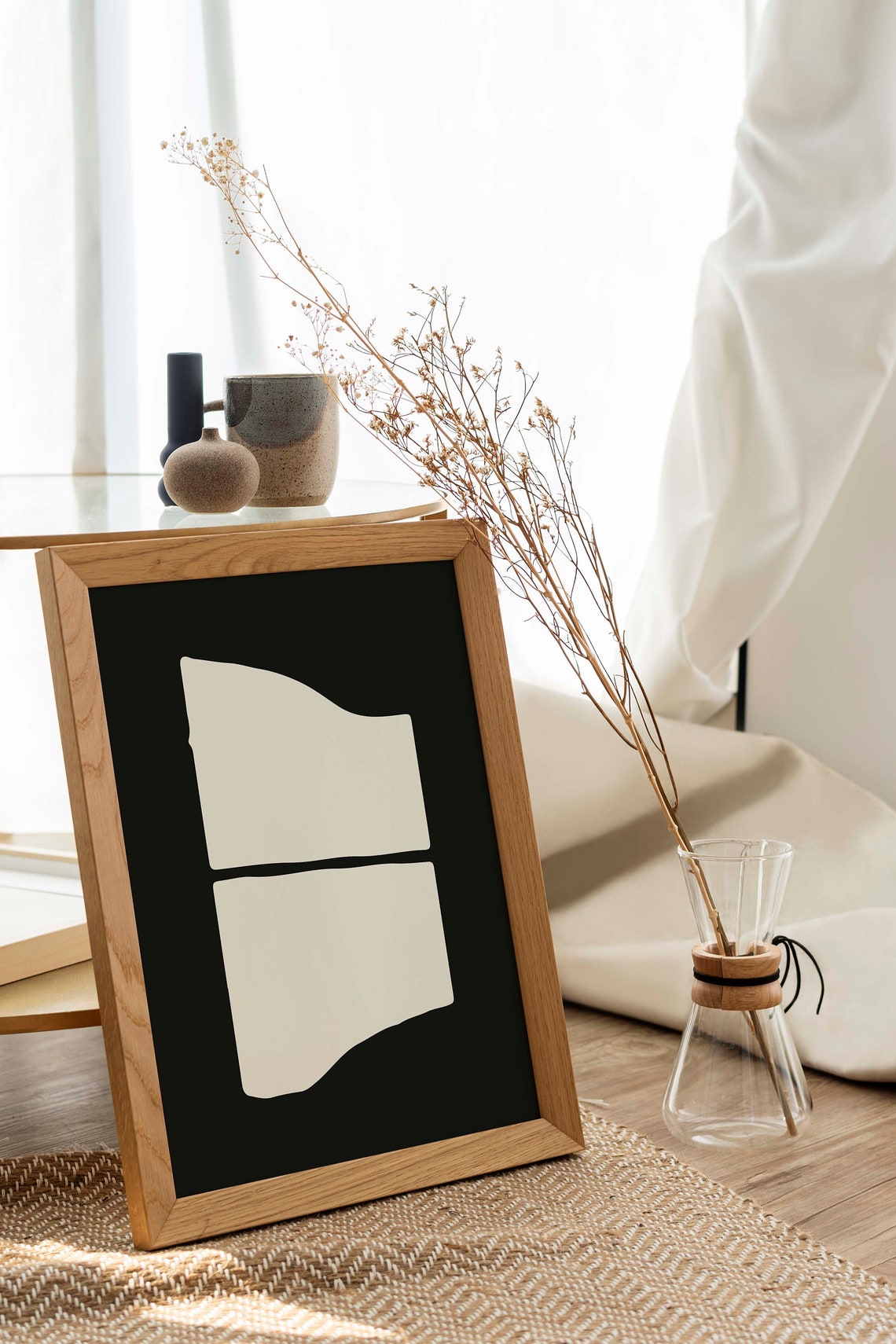 Black and White Minimal Arch Shapes Mid Century Abstract Poster - Image 3