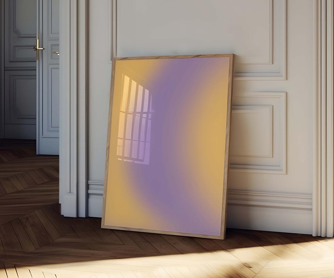 Purple Gold Orange Gradient Aura Diagonal Glow Abstract Art Poster - Image 3