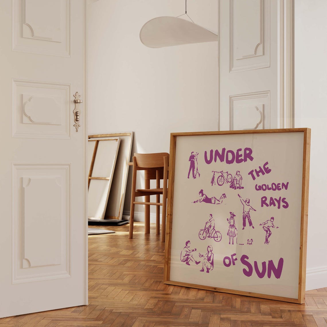 Under the Golden Rays of Sun Magenta Summer Square Art Poster - Image 2