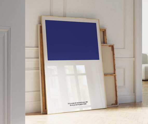 French Quote No Shortcut Royal Blue Minimalist Color Block Art Poster