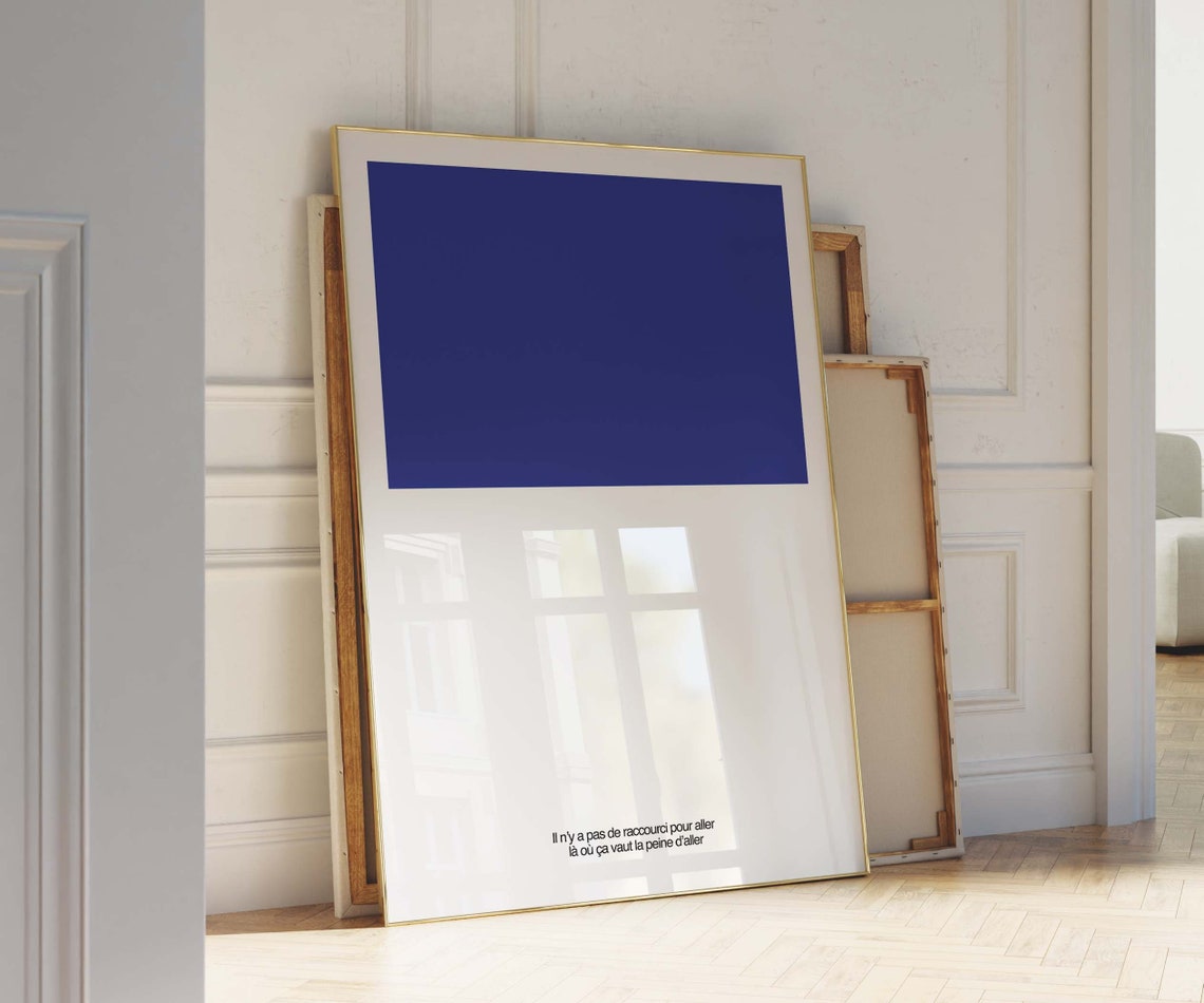 French Quote No Shortcut Royal Blue Minimalist Color Block Art Poster