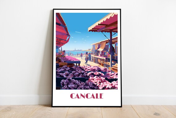 Handmade Cancale Travel Poster For Vintage Art Lovers Print Wall Decor Gift Personalized Custom Text Birthday Dad