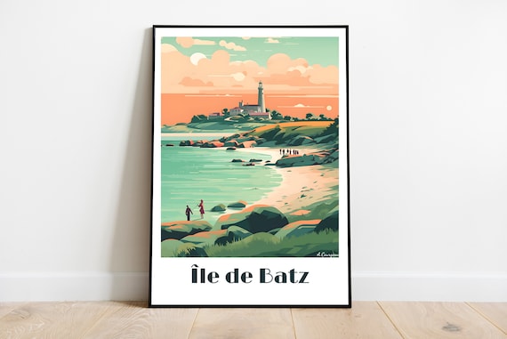 Handmade Batz Island Travel Poster For Vintage Art Lovers Brittany Gift Wall Decoration Print Personalized Custom
