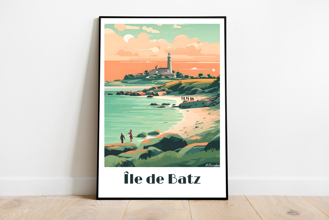 Handmade Batz Island Travel Poster For Vintage Art Lovers Brittany Gift Wall Decoration Print Personalized Custom