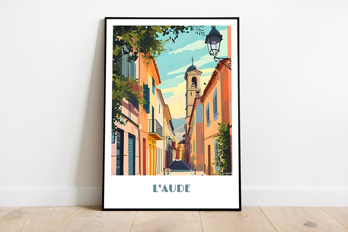 Aude Modern Travel Art Print, Birthday Gift