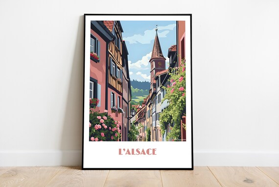 Handmade Alsace Poster Wall Art Modern Travel Framed Birthday Home Made Decor Gift Vector Illustration Print Painting Custom Text