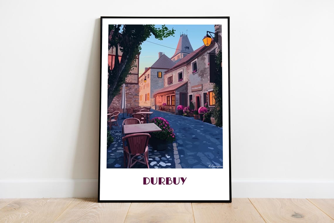 Handmade Durbuy Poster Wall Art Modern Travel Framed Birthday Home Made Decor Gift Vector Illustration Print Painting Custom Text