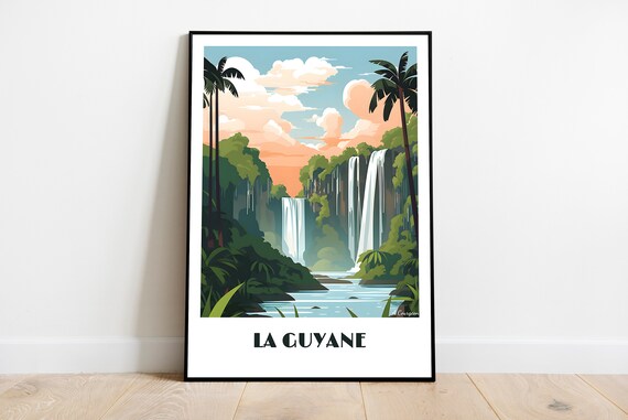 Handmade Poster Of Guyana Wall Art Retro Travel Framed Birthday Home Made Decor Gift Vector Illustration Print Painting Custom