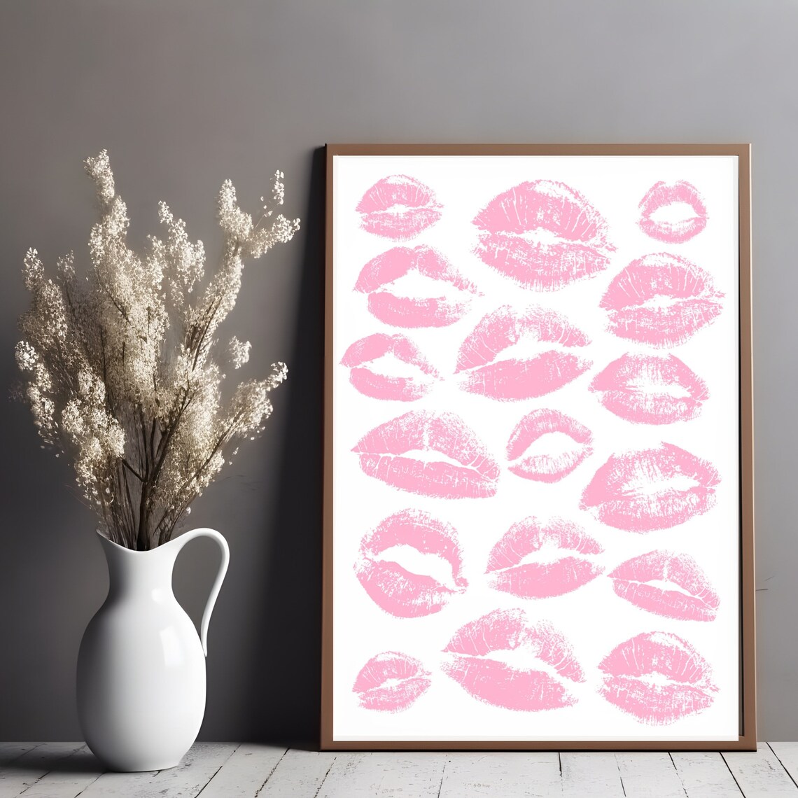 Kiss Lips Pink Lips Fashion Wall Art Poster